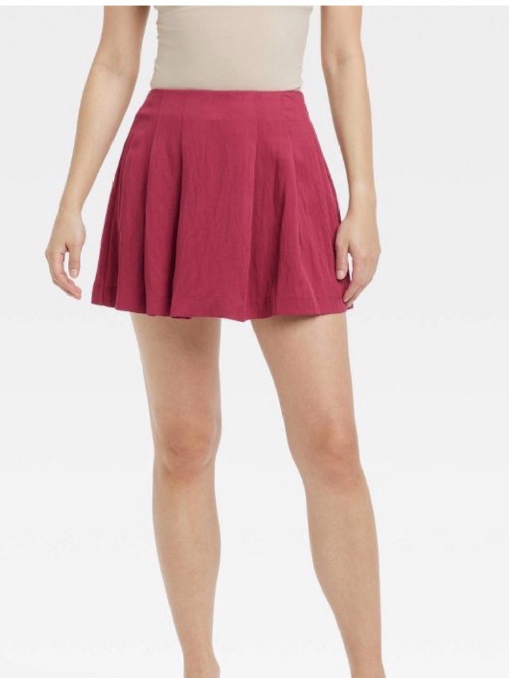 Women's High-Rise Pleated Skort - A New Day™ Burgundy 10
